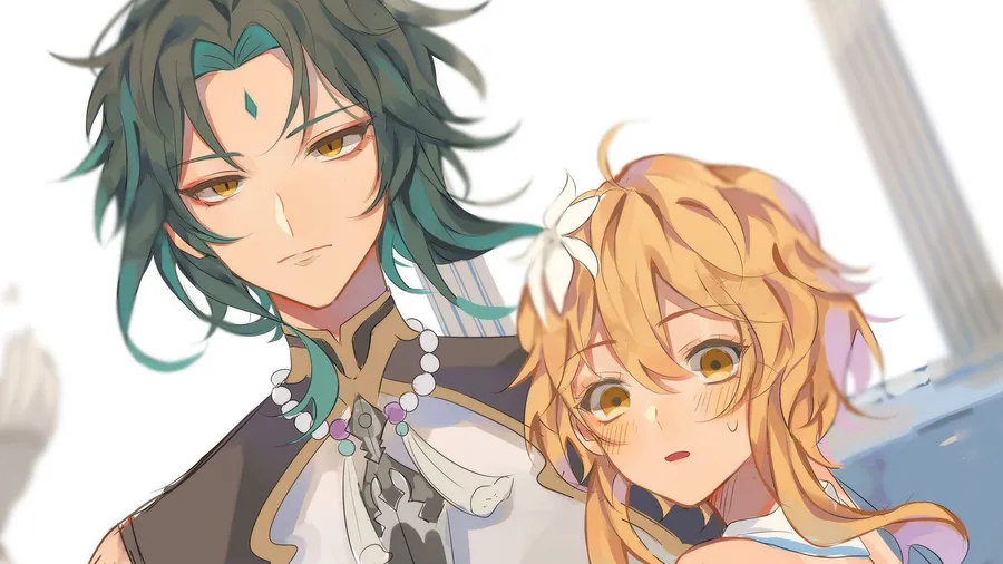 Cute anime matching PFP with large expressive eyes