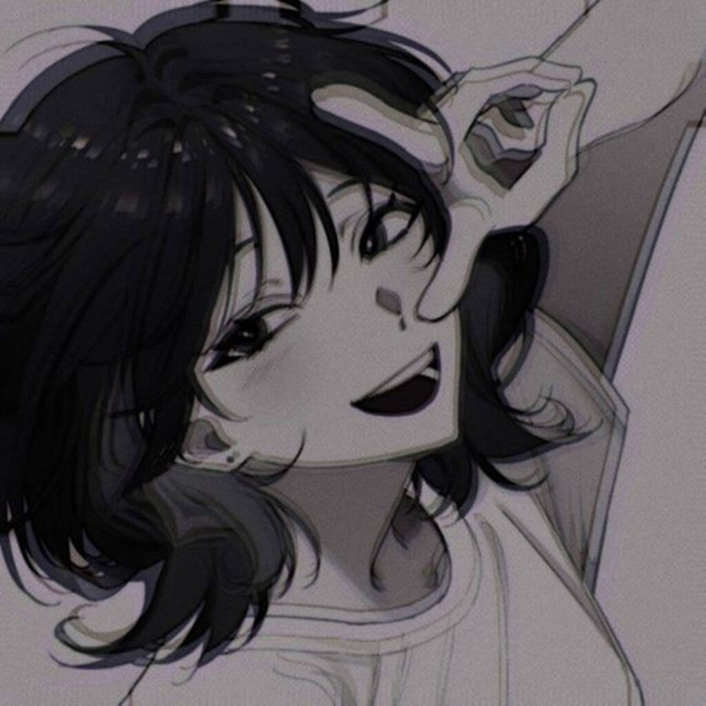 Anime girl black aesthetic PFP dark background