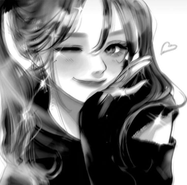 Aesthetic black PFP anime girl dark art style