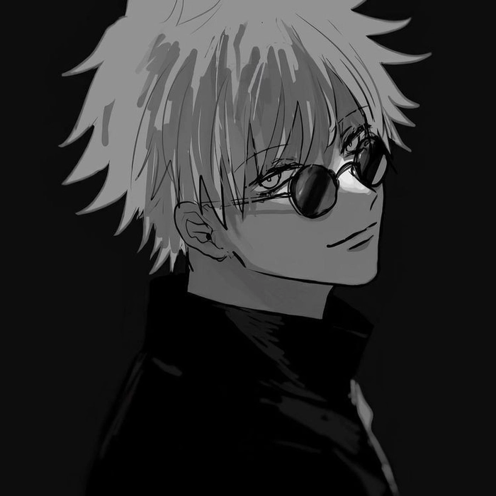 Crisp 4K anime black and white profile picture premium quality