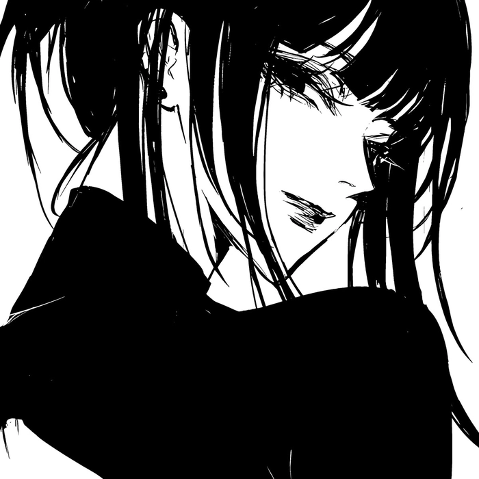 4K anime black and white PFP ultra-sharp line work