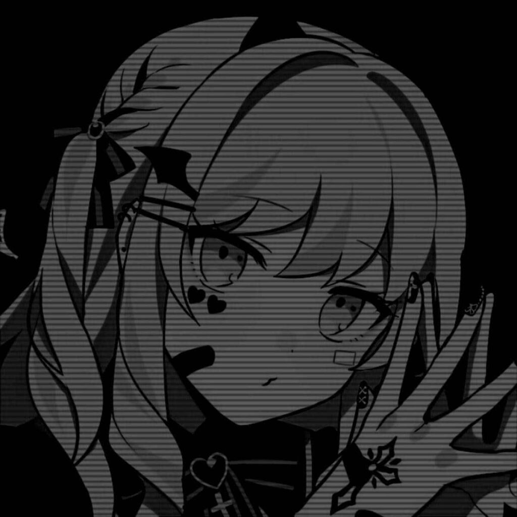 Anime black and white aesthetic PFP with muted gradient tones