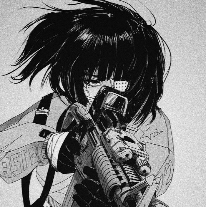 Cute black and white anime girl avatar soft framing