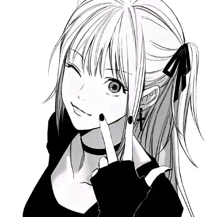 Bold monochrome anime avatar readable at Discord icon size