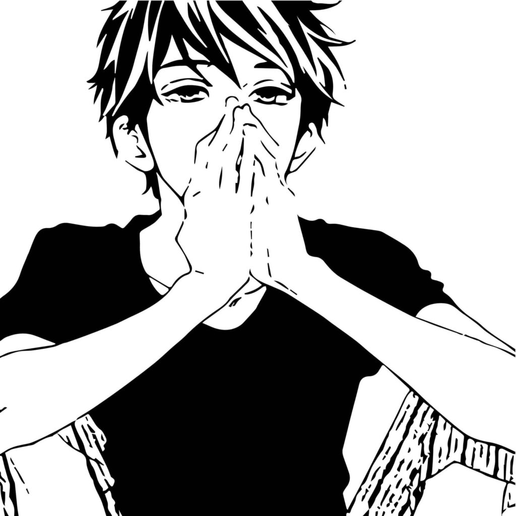 Premium anime black and white avatar consistent branding style