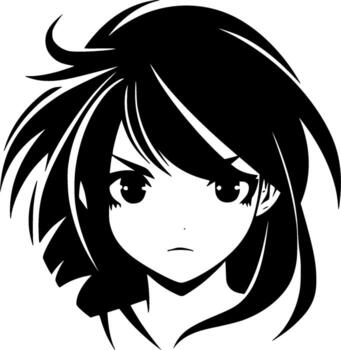 Friendly grayscale anime girl PFP with simple background