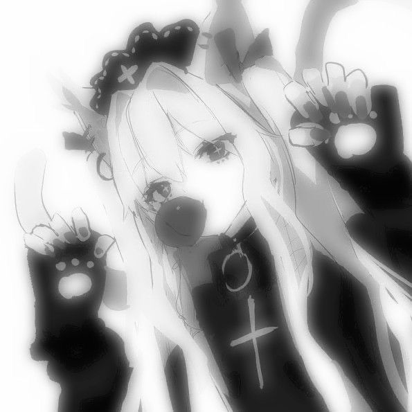 Cozy monochrome anime girl avatar soft gentle shading