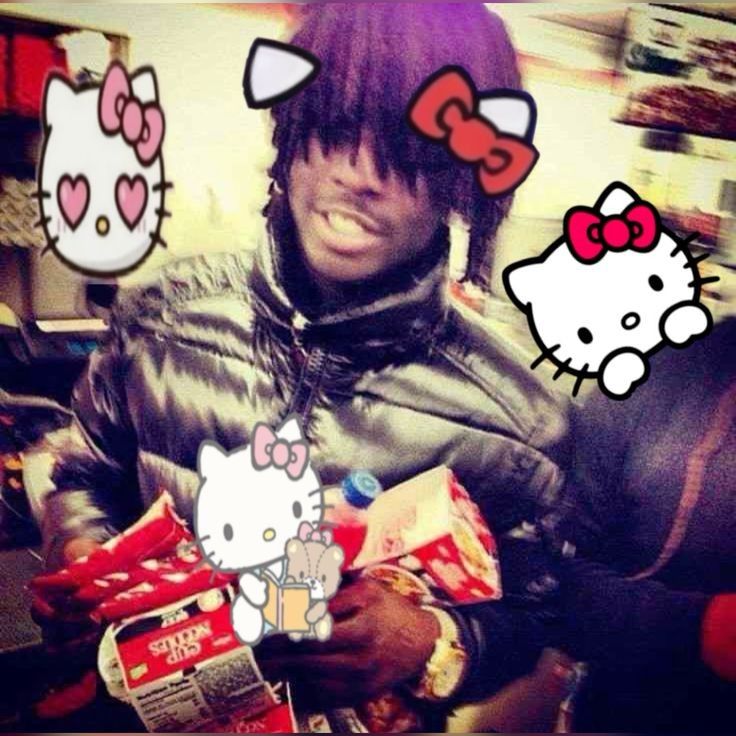 Chief Keef Hello Kitty PFP with sparkle sticker and pink tones