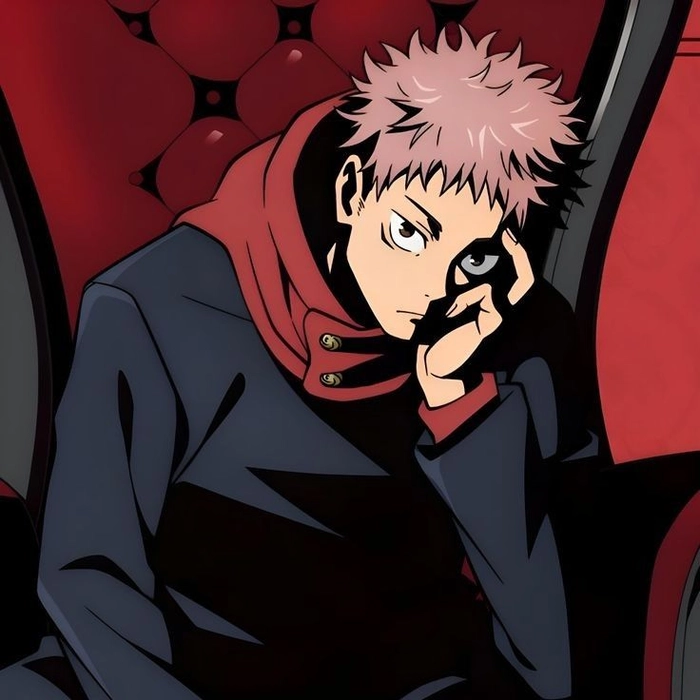 Anime boy under glowing Christmas lights with calm winter expression