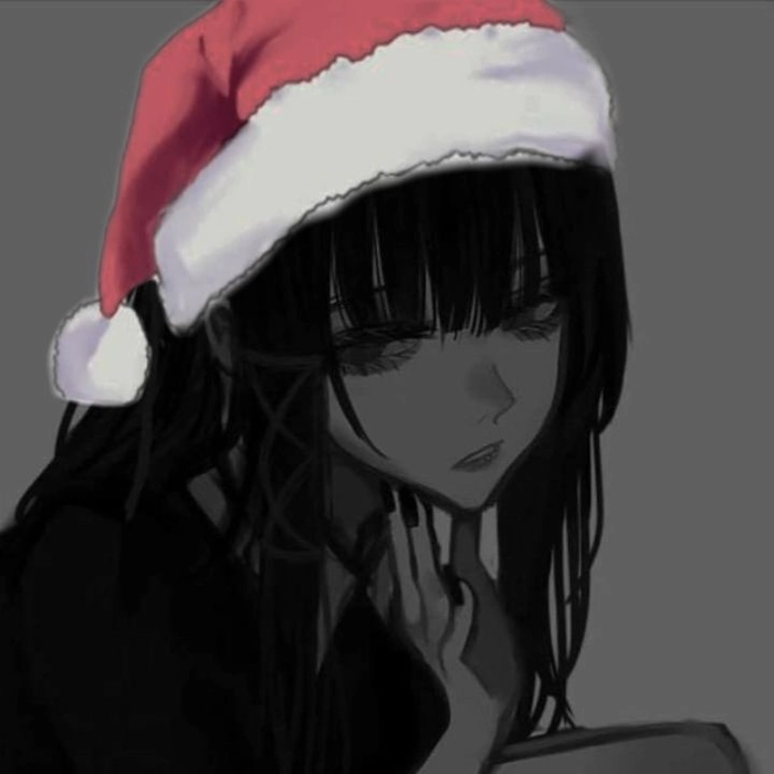 JJK holiday PFP with deep blue and red dramatic winter palette
