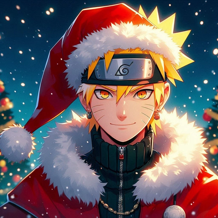 Aesthetic anime Christmas avatar with gradient background and warm glow for Pinterest
