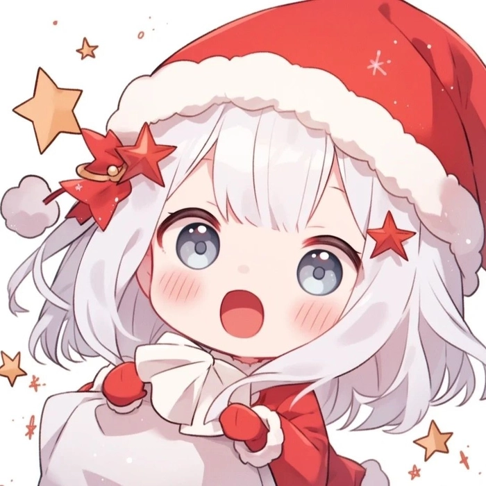 Cool Christmas anime PFP with sharp lines and icy blue winter city backdrop