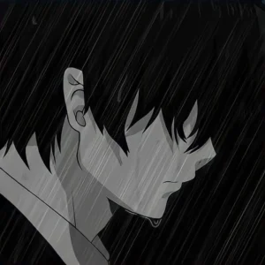Cool sad anime PFP with composed expression, clean lines, and confident tone