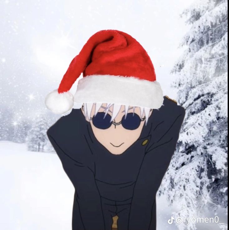 Gentle cute Christmas anime PFP with calm festive mood for private accounts