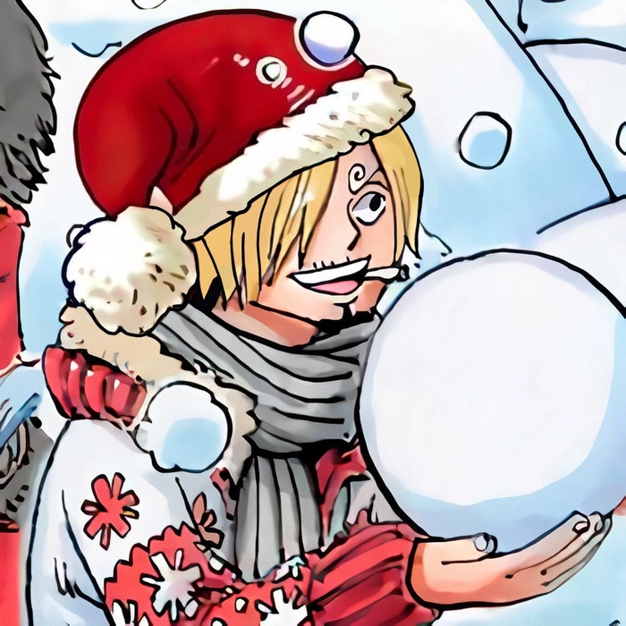 Cute Christmas anime PFP with rounded character features and Santa hat