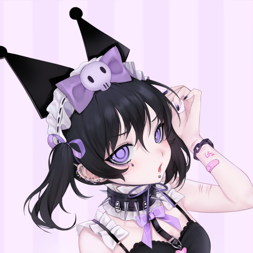 Kuromi emo aesthetic PFP with introspective mood and gentle expression