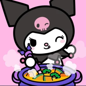 Kuromi cat profile picture with playful animal hybrid styling