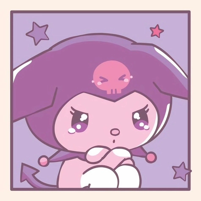 Kuromi aesthetic PFP with dreamy blurred background and muted palette