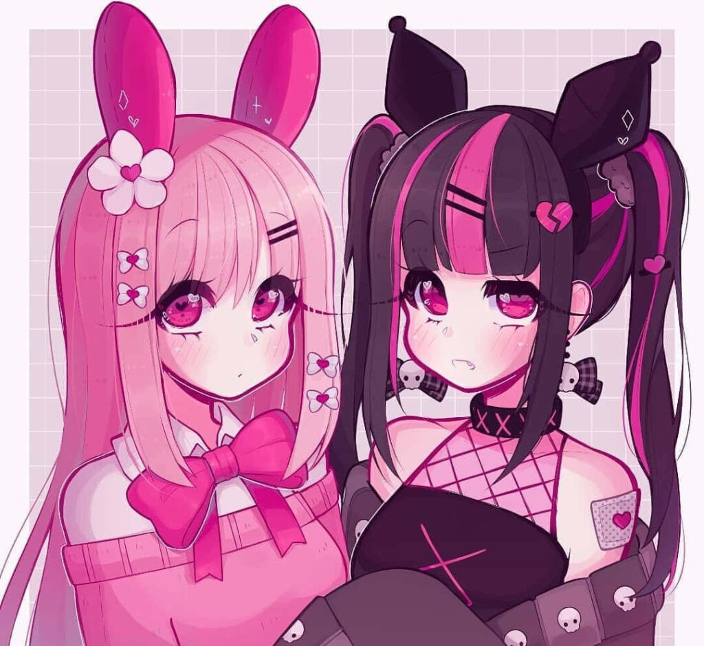 Kuromi cute girl PFP with simplified background and gentle expression