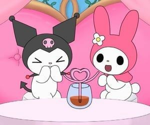 Cute My Melody and Kuromi PFP with dual character composition and color contrast