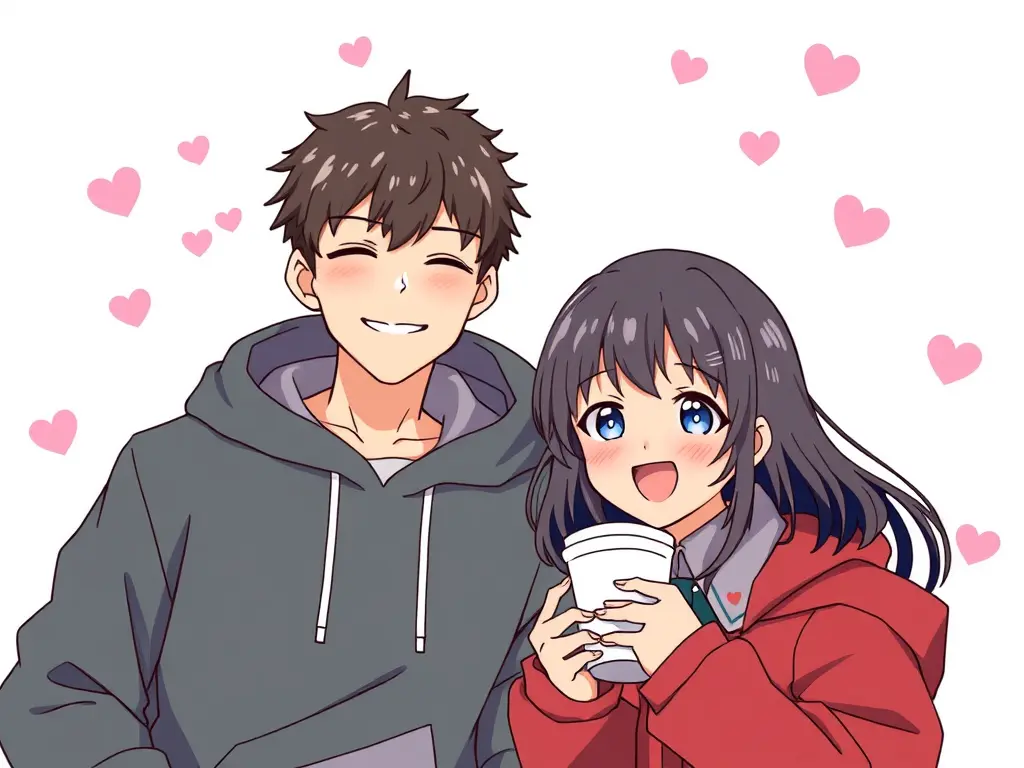 Semi-illustrated couple matching PFP with balanced framing