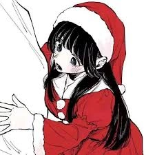 Christmas matching PFP with warm reds and festive cozy mood