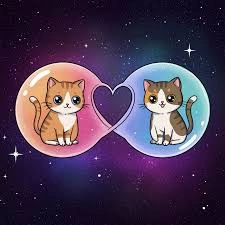 Cat matching PFP with illustrated soft textures and mirrored poses