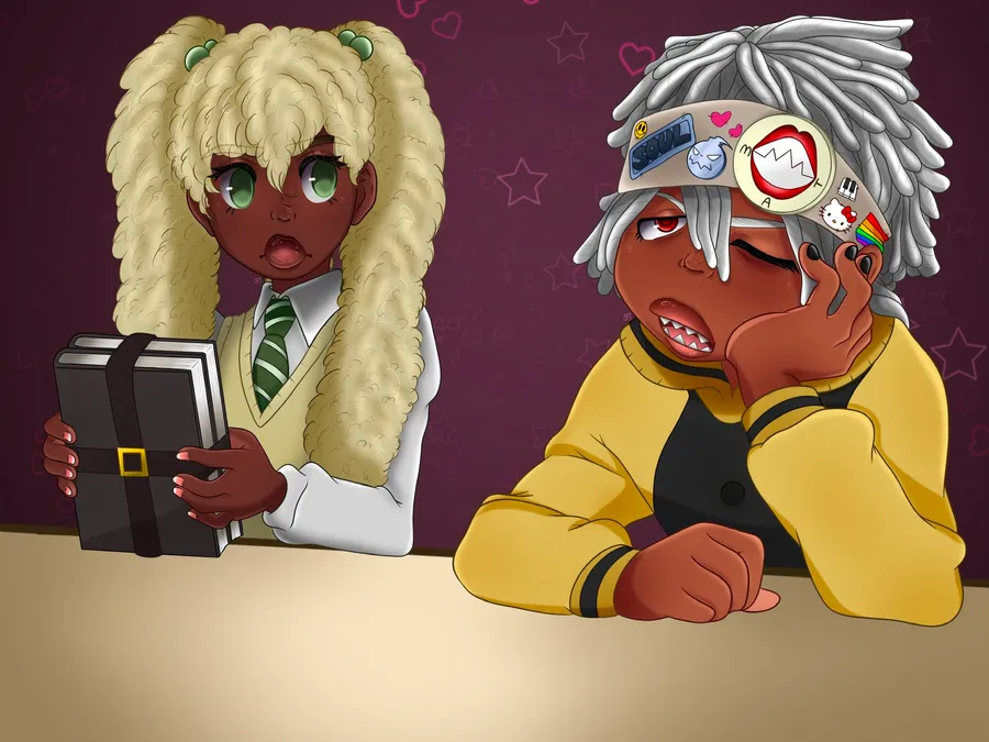 Cute anime PFP pair with dynamic expressions and color harmony