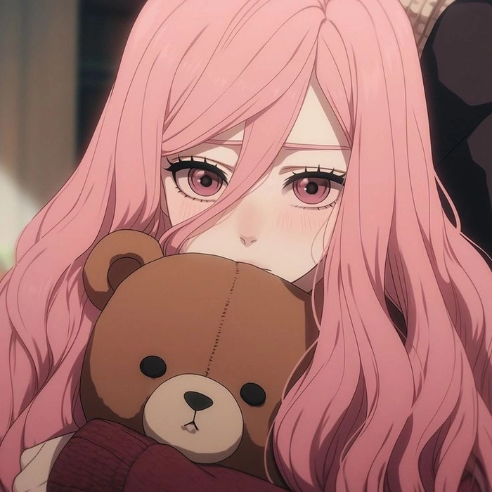 cute pink pfp anime pink tones expressive style