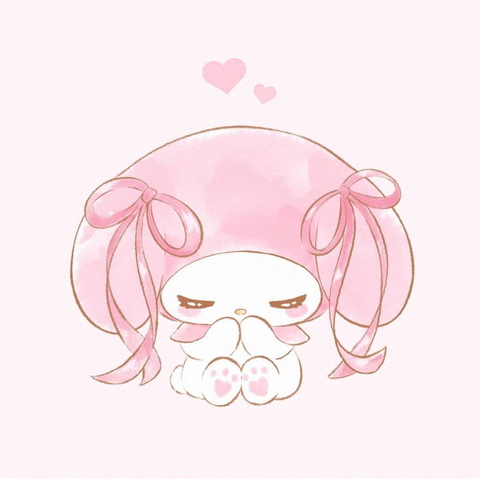 cute pink pfp bunny pastel cozy illustration