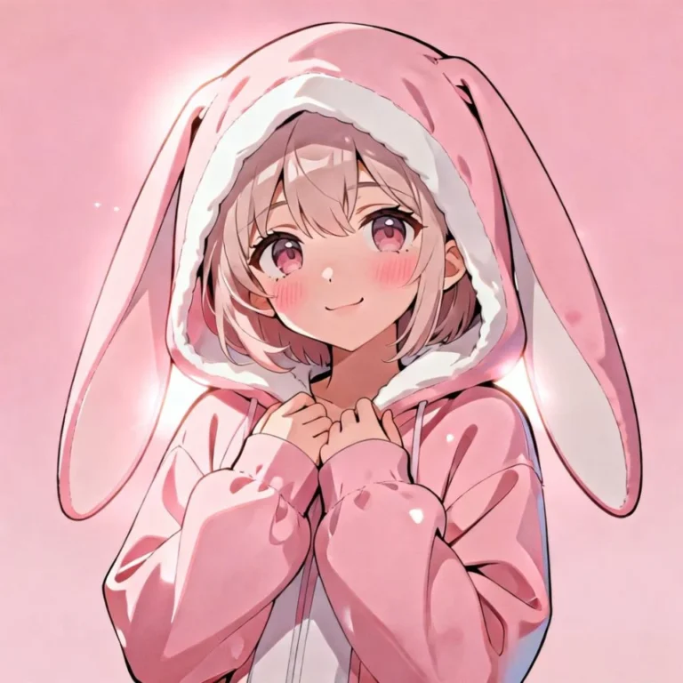 cute pink pfp bunny soft pink plush aesthetic