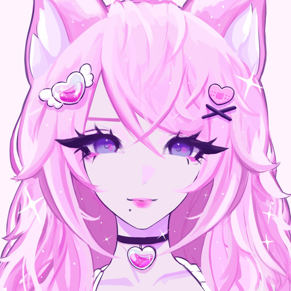 cute pink pfp cat pink tones playful avatar