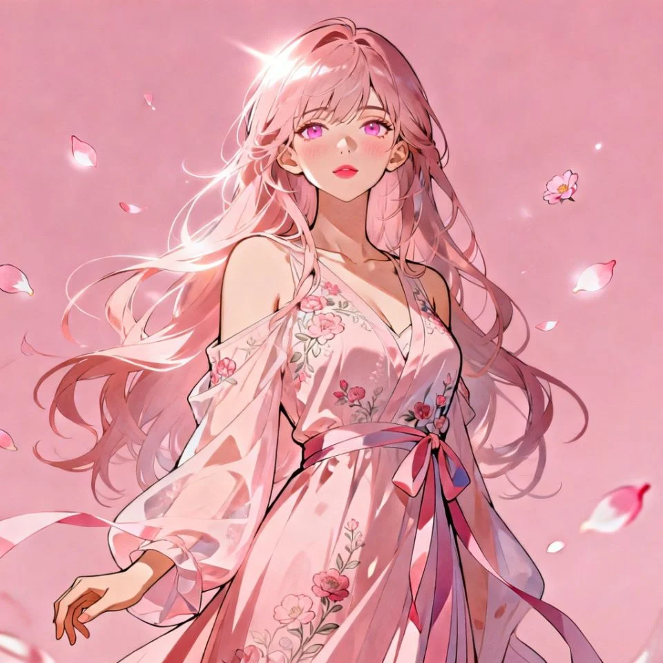 cute pink pfp girl aesthetic warm pastel tones