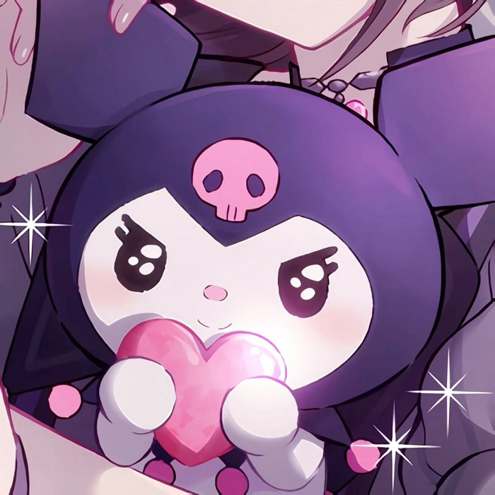 Cute Sanrio Kuromi PFP kawaii style with pastel saturation and rounded shapes