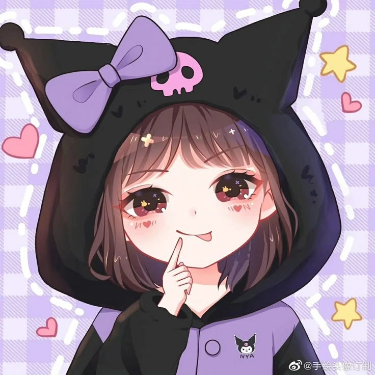 Anime girl Kuromi cute PFP suitable for fandom spaces and varied UI sizes
