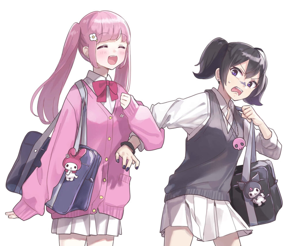 Kuromi anime girl PFP cute with delicate shading and lively expression