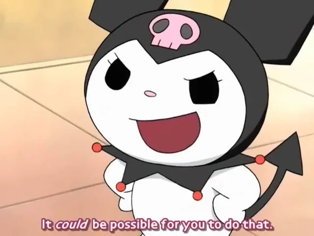 Kuromi funny profile picture with wide eyes and dramatic reaction face