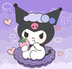 Pinterest Kuromi PFP with layered background and high-contrast composition