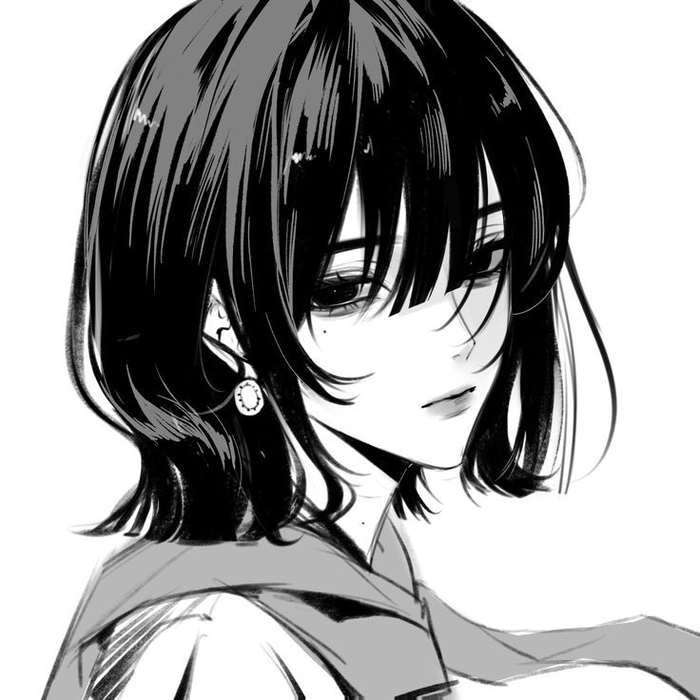 Duo monochrome anime avatar set with cohesive visual harmony