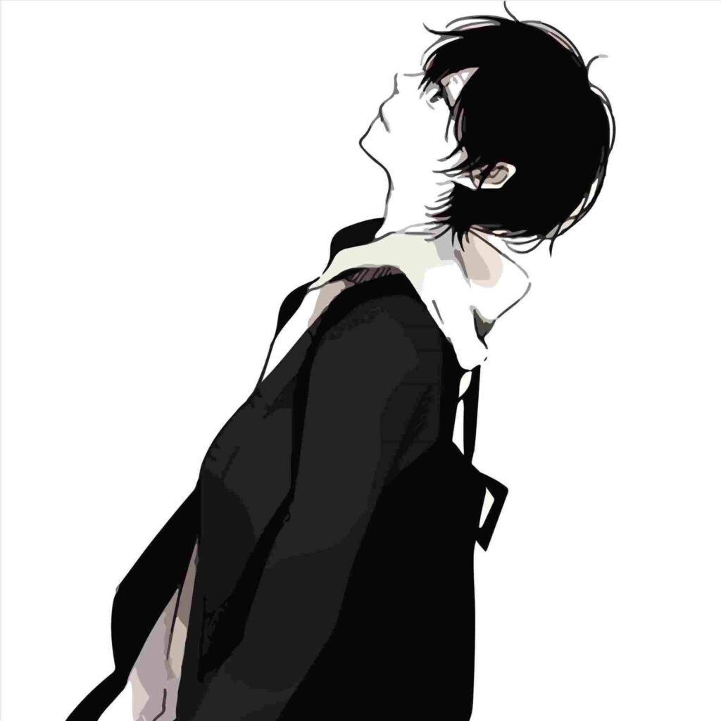 Quiet emotional sad monochrome anime avatar