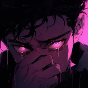 Sad anime PFP optimized for Instagram with clear eye focus and clean framing