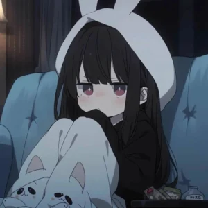 Sad anime Instagram PFP with high contrast readable expression