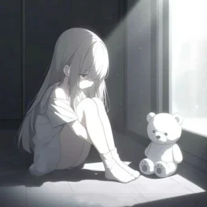 Sad anime PFP Pinterest style with muted tones and elegant composition