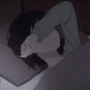 Sad anime Pinterest PFP with gentle textures and atmospheric lighting
