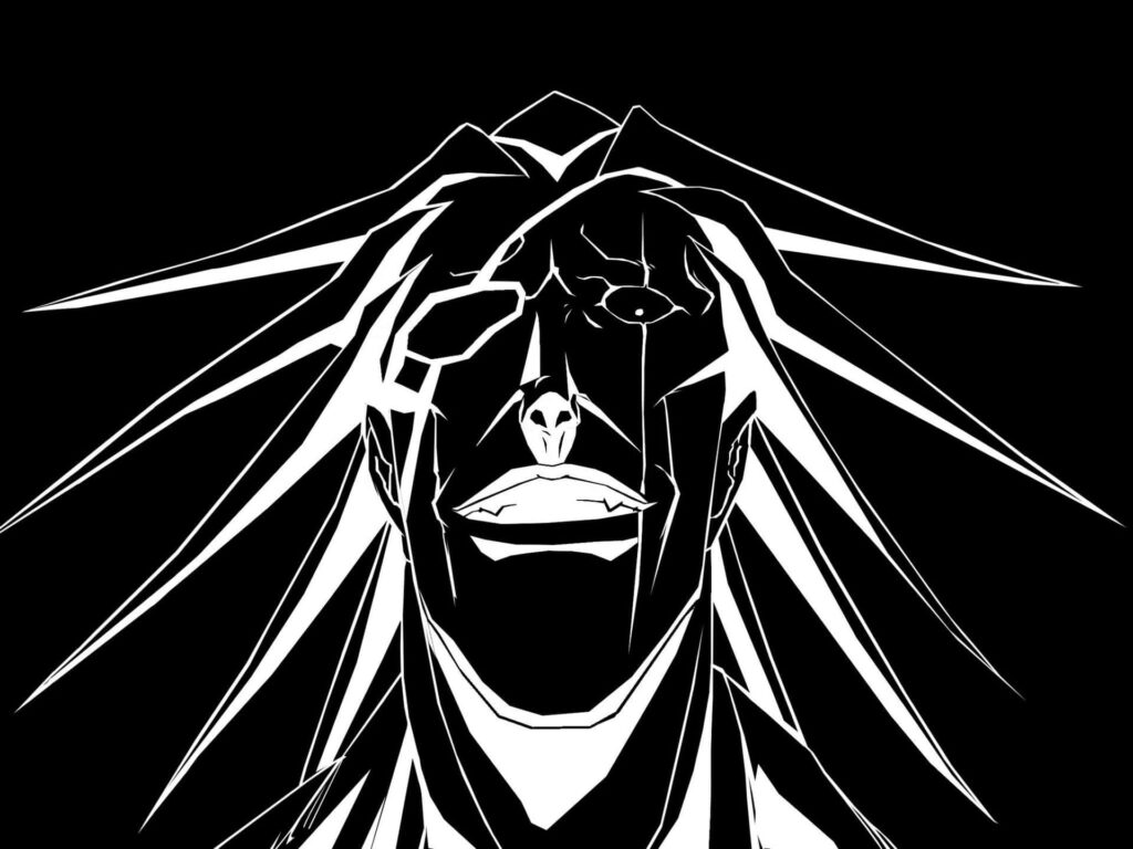 Tough unapologetic anime black and white PFP commanding presence
