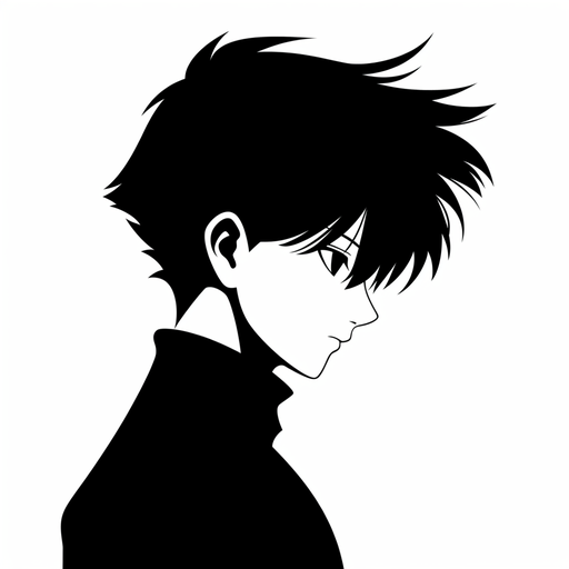 Tuff anime black and white PFP with hard contrast assertive framing