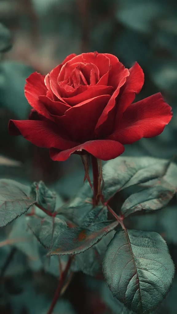 Pastel aesthetic anime rose PFP with calm romantic mood and petal movement detail