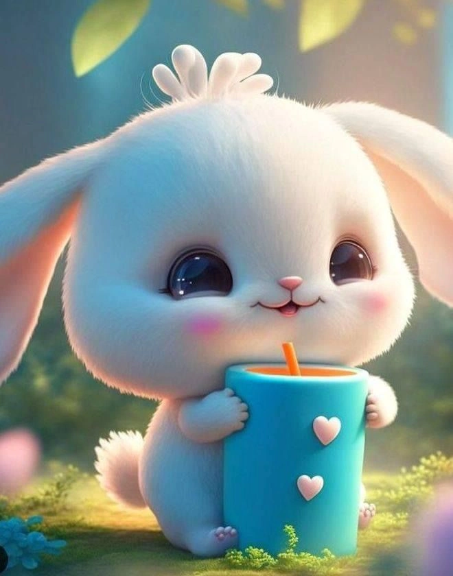 Aesthetic bunny cartoon PFP blending soft cartoon outlines with muted pastels