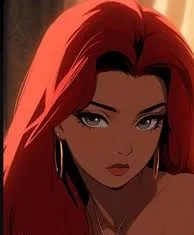 Cartoon red hair aesthetic PFP with stylized design and simplified bright background
