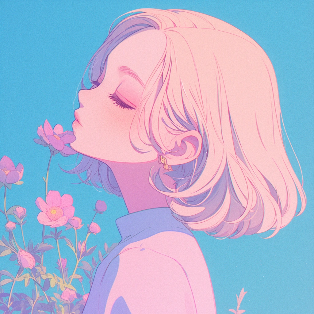 Soft pastel aesthetic flower PFP for girls with blush floral composition